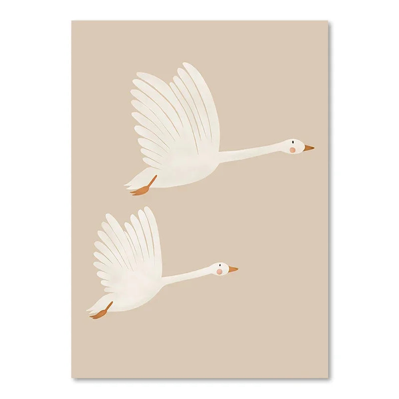 Cute Baby Animals Nursery Wall Art Illustrations Fine Art Canvas Prints Geese Mouse Lion Polar Bear Poster Pictures For Baby's Room Wall Decor