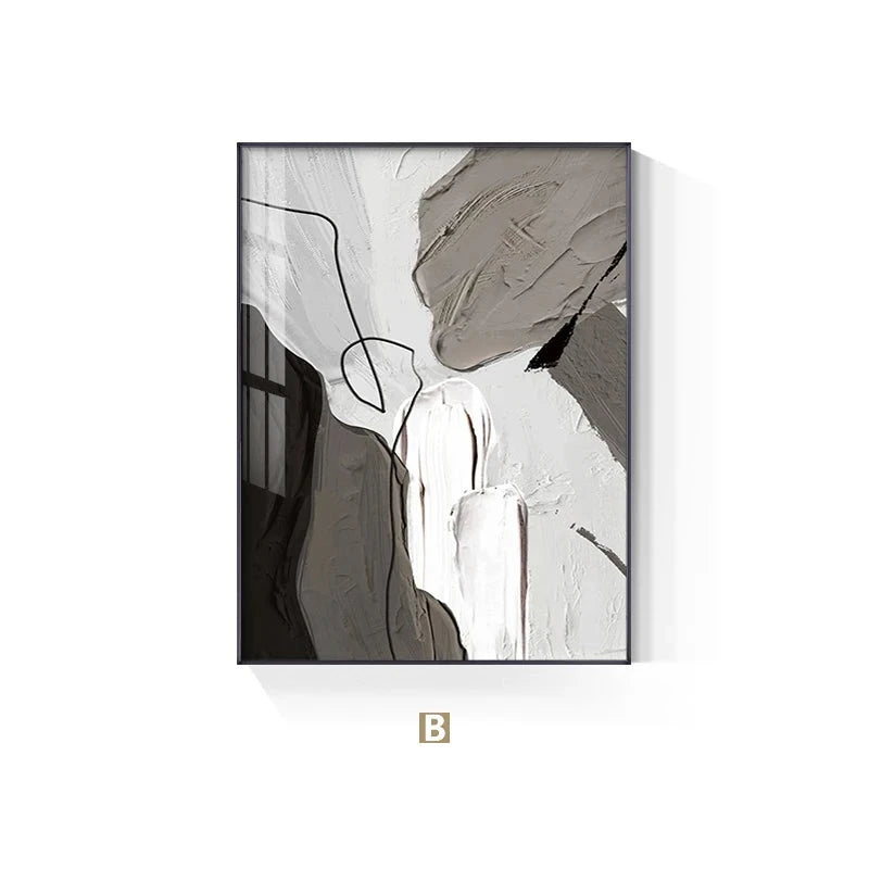 Modern Abstract Shades Of Gray Wall Art Fine Art Canvas Prints Thick Brush Painting Prints For Urban Apartment Living Room Home Office Decor
