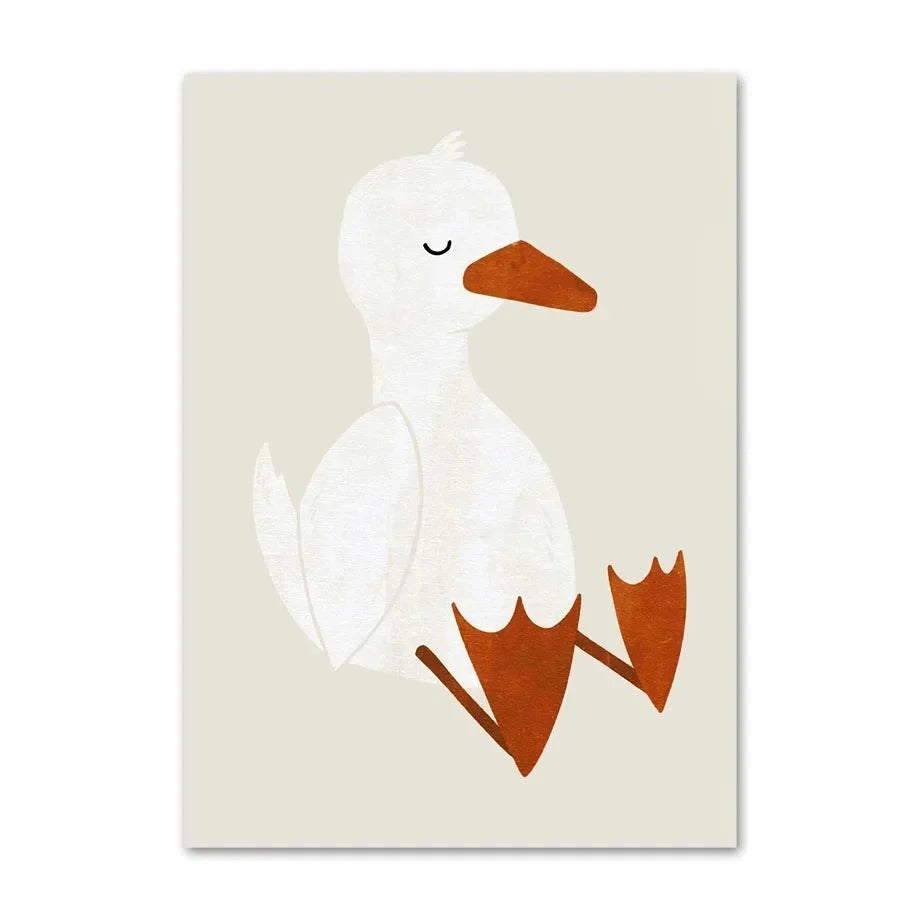 Cute Baby Animals Nursery Wall Art Illustrations Fine Art Canvas Prints Geese Mouse Lion Polar Bear Poster Pictures For Baby's Room Wall Decor