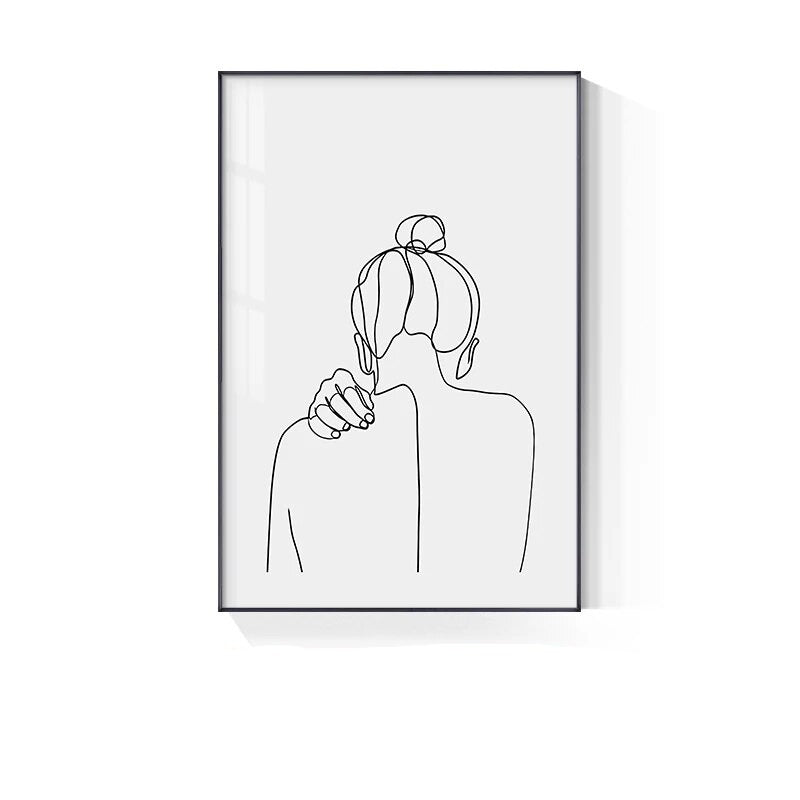 Minimalist Line Art Black White Poster Wall Art Fine Art Canvas Prints Simple Lifestyle Pictures For Bedroom Living Room Wall Decoration