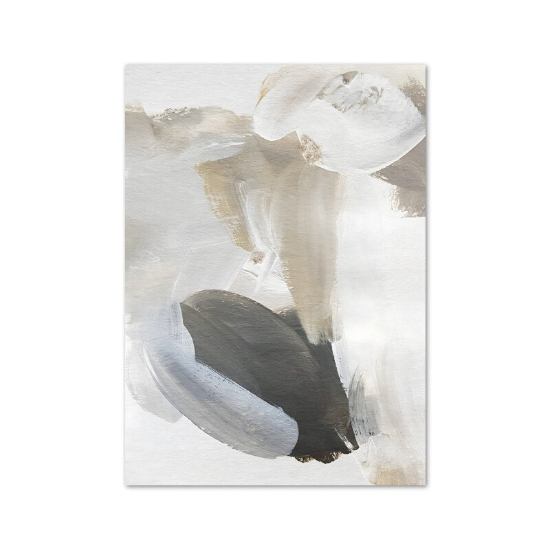 Modern Abstract Thick Brush Black Gray Beige Wall Art Fine Art Canvas Prints Pictures For Contemporary Home Office Interior Decor