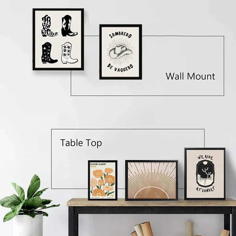 Set of 3Pcs Wood Picture Frame A3 A4 Size - Modern and Stylish Frame for Canvas Prints, Posters and Photo Wall Art - Black, White, Natural Wood Colors