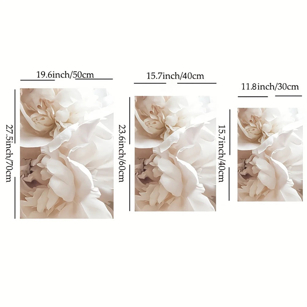 * Featured Sale * Set of 3Pcs White Petals Modern Floral Wall Art Fine Art Canvas Prints Beautiful Botanical Pictures For Living Room Bedroom Art Decor