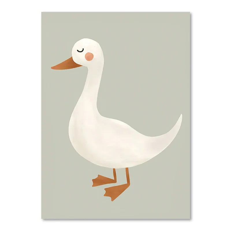 Cute Baby Animals Nursery Wall Art Illustrations Fine Art Canvas Prints Geese Mouse Lion Polar Bear Poster Pictures For Baby's Room Wall Decor