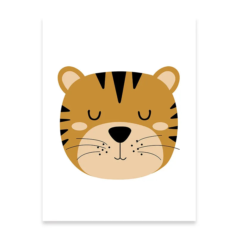 Personalized Nordic Nursery Wall Art Cute Lion Tiger Giraffe Rainbow Safari Fine Art Canvas Prints Pictures For Baby's Room Children's Room Decor