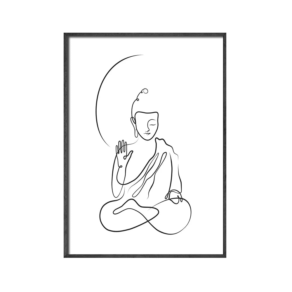 Minimalist Buddha Poster Lotus Wall Art Line Art Fine Art Canvas Prints Inspirational Meditation Pictures For Living Room Salon Spa Wall Decor