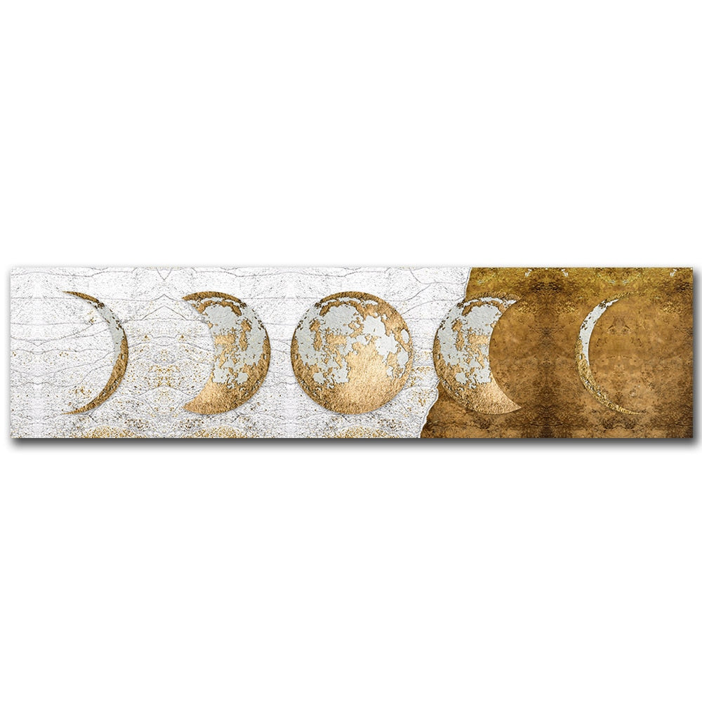 Moon Phases Wide Format Black White Wall Art Fine Art Canvas Prints Pictures For Bedroom Above The Bed Living Room Decor