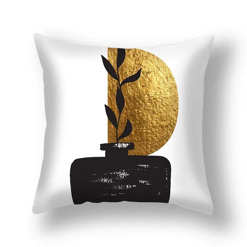 Auspicious Jade Green Golden Leaf Pillow Cushion Covers 45x45cm Printed Sofa Throw Cushion Cases For Living Room Bedroom Modern Home Decor