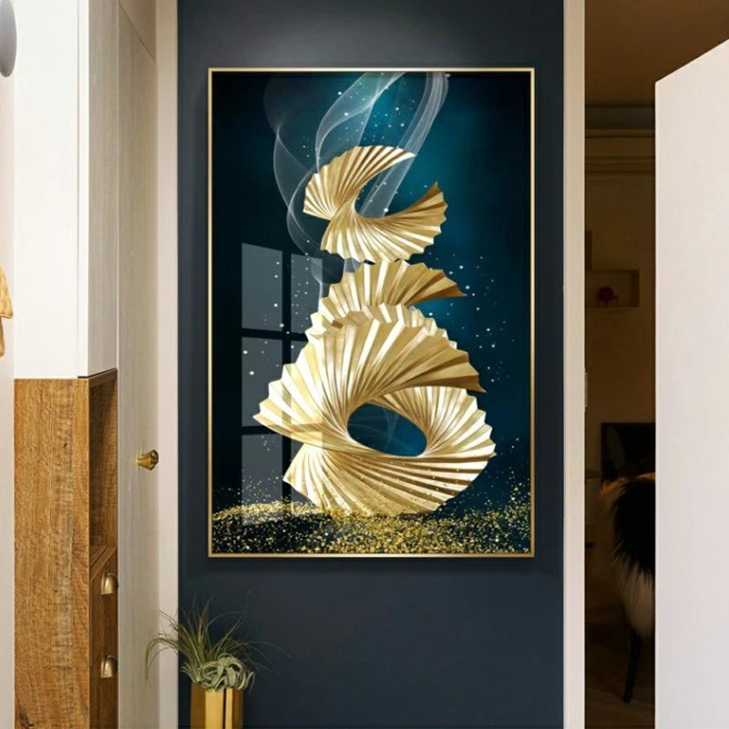 Abstract Black Golden Rings Wall Art Fine Art Canvas Prints Modern Aesthetics Pictures For Living Room Office Boutique Hotel Room Decor