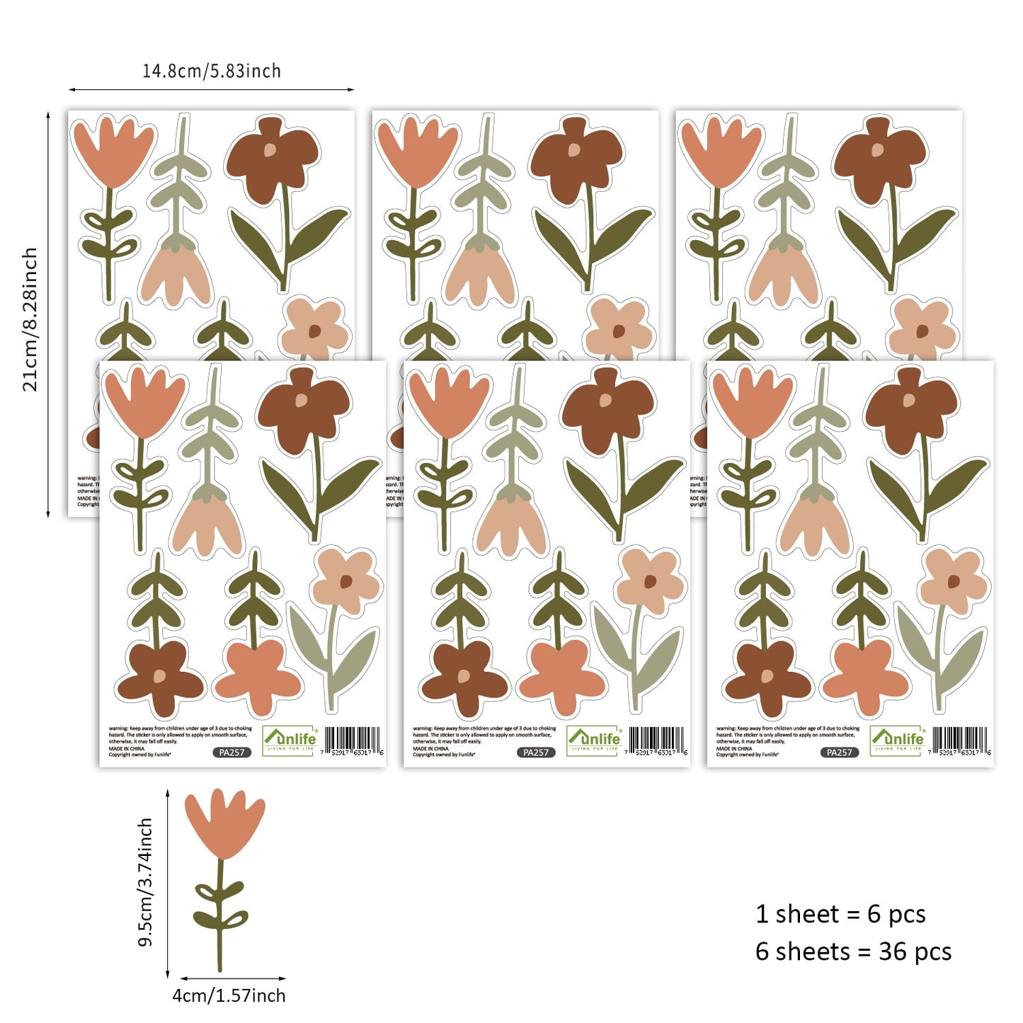 Vintage Nordic Wall Stickers Boho Cartoon Wild Meadow Floral Abstract Wall Decals For Nursery Kids’ Room Creative DIY Wall Decorations