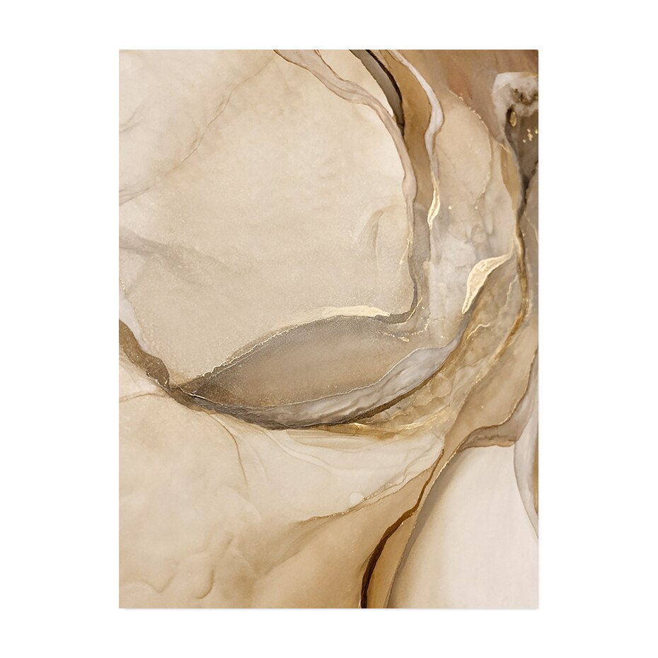 Modern Abstract Black Beige Flowing Liquid Marble Wall Art Posters Fine Art Canvas Prints Pictures For Living Room Bedroom Art Decor