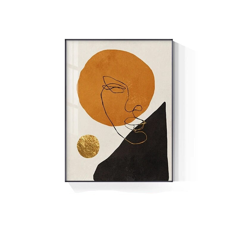 Modern Abstract Solid Color Wall Art Golden Black Orange Fine Art Canvas Prints Nordic Pictures For Living Room Home Office Hotel Decor