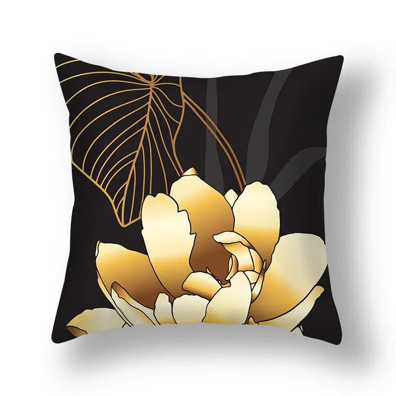 Auspicious Jade Green Golden Leaf Pillow Cushion Covers 45x45cm Printed Sofa Throw Cushion Cases For Living Room Bedroom Modern Home Decor