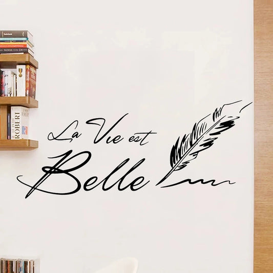 Life Is Good La Vie Est Belle French Quote Wall Decal Removable PVC Vinyl Wall Sticker For Living Room Bedroom Creative DIY Home Decor