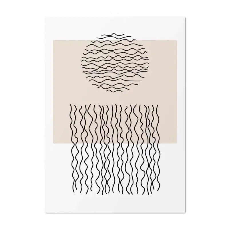 Minimalist Black & Beige Abstract Canvas Wall Art – Geometric Prints for Modern Apartment Living Room Dining Room Bedroom Art Decor