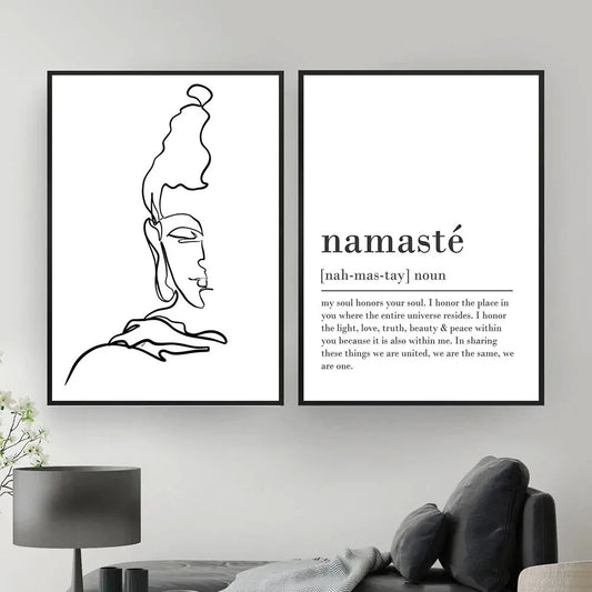 Namaste Definition Yoga Poster Wall Art Fine Art Canvas Prints Pictures Of Zen For Living Room Bedroom Gym Yoga Studio Home Decor
