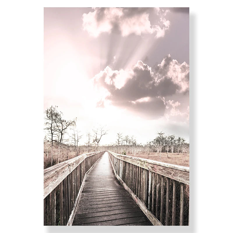 Tranquil Sea Sunset Landscape Wall Art Fine Art Canvas Prints Gallery Wall Art Lake Pier Pictures Of Calm For Living Room Inspirational Home Decor 2025