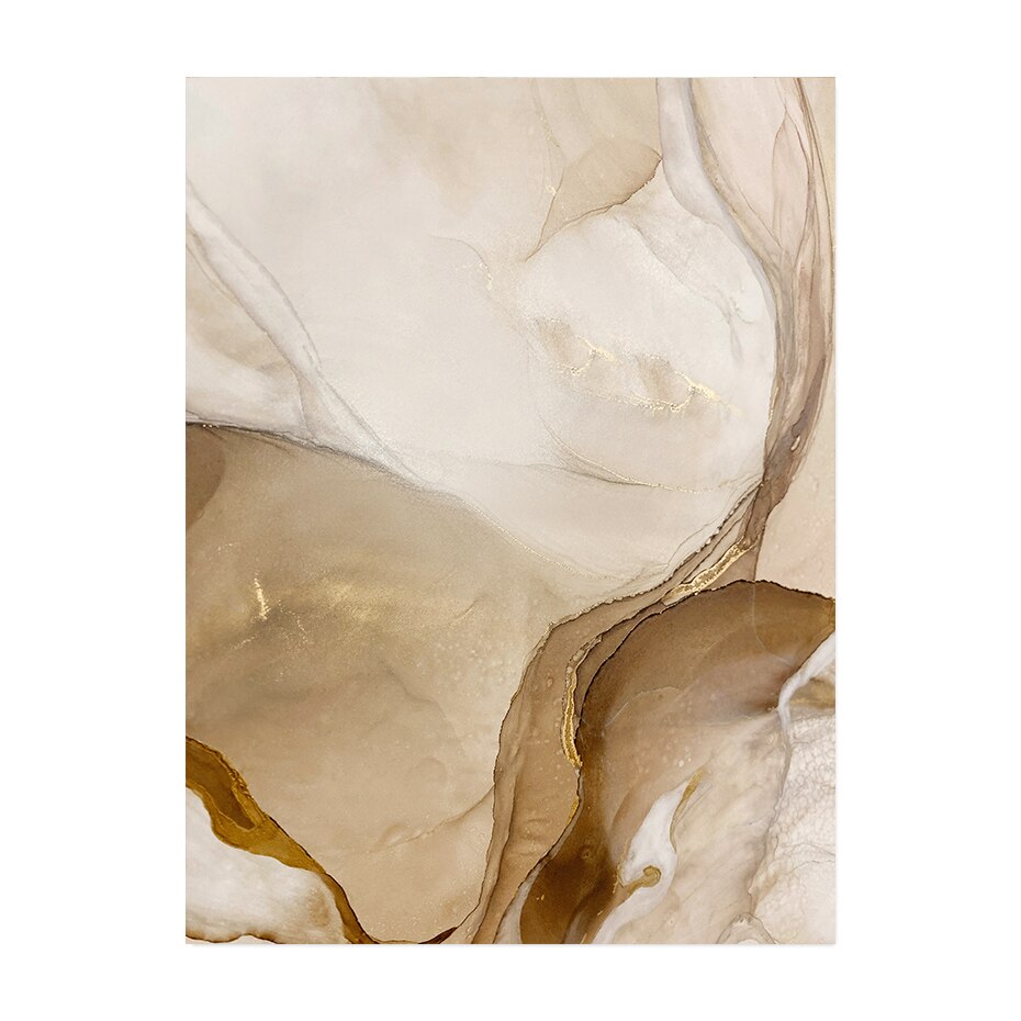 Modern Abstract Black Beige Flowing Liquid Marble Wall Art Posters Fine Art Canvas Prints Pictures For Living Room Bedroom Art Decor