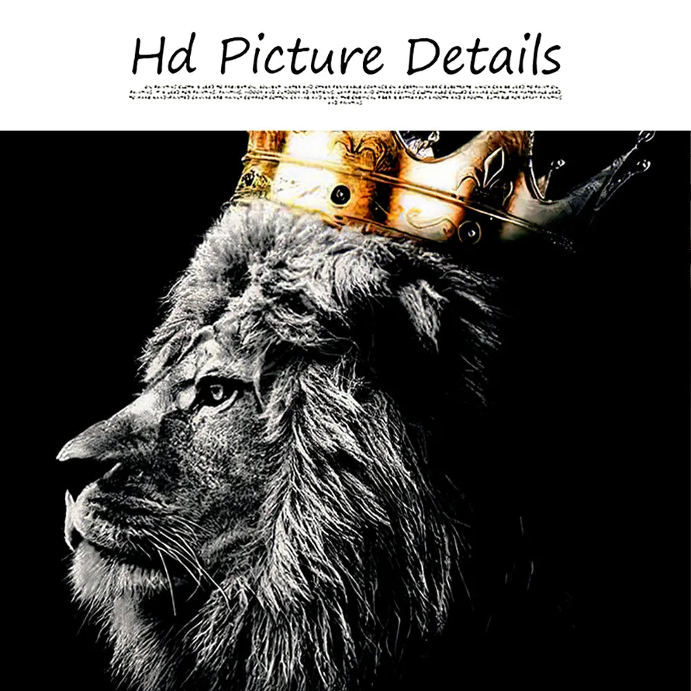 Black White Golden Lion King Queen Wall Art Fine Art Canvas Prints Modern Pictures For Luxury Living Room Bedroom Wall Art Decoration