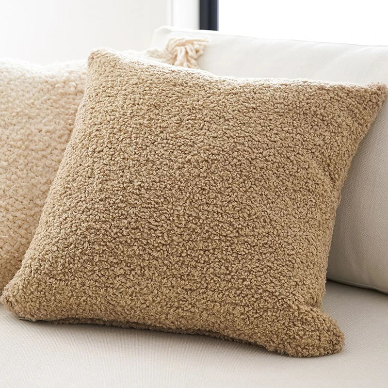 Neutral Colors Cosy Plush Fabric Nordic Cushion Covers For Sofa Throw Cushions For Living Room Bedroom Scandinavian Home Decor