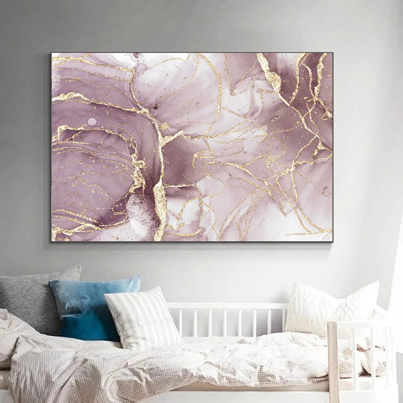 Purple Mauve Liquid Marble Print Wall Art Fine Art Canvas Prints Chic Abstract Pictures For Living Room Bedroom Boutique Salon Art Decor 2025