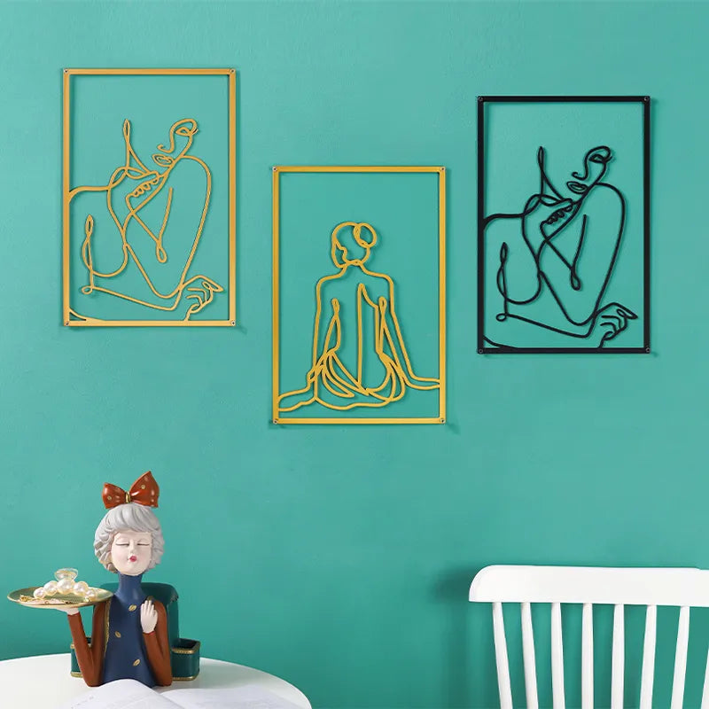 Simple Metalwork Line Art Figure Art Abstract Minimalist Wall Decoration For Bedroom Living Room Scandinavian Home Interior Decor