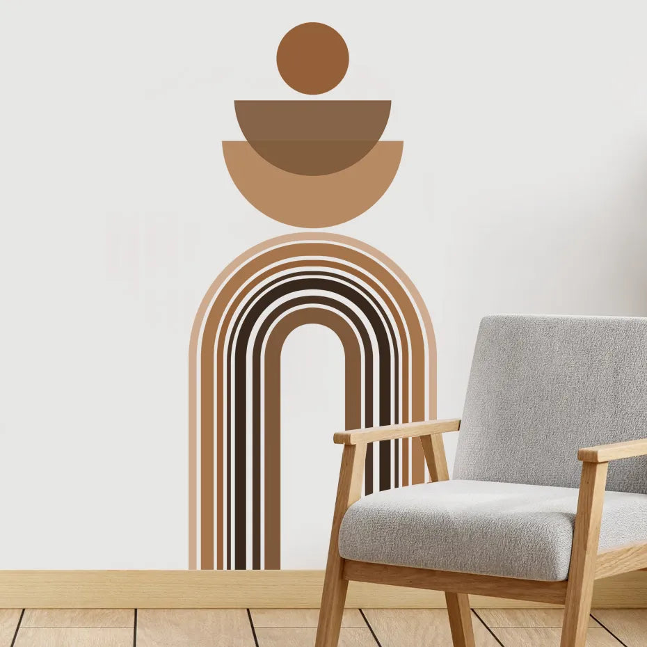 Abstract Neutral Color Abstract Rainbow Arch Wall Mural Wall Sticker Removable Peel & Stick PVC Vinyl Wall Decal For Creative DIY Home Decor