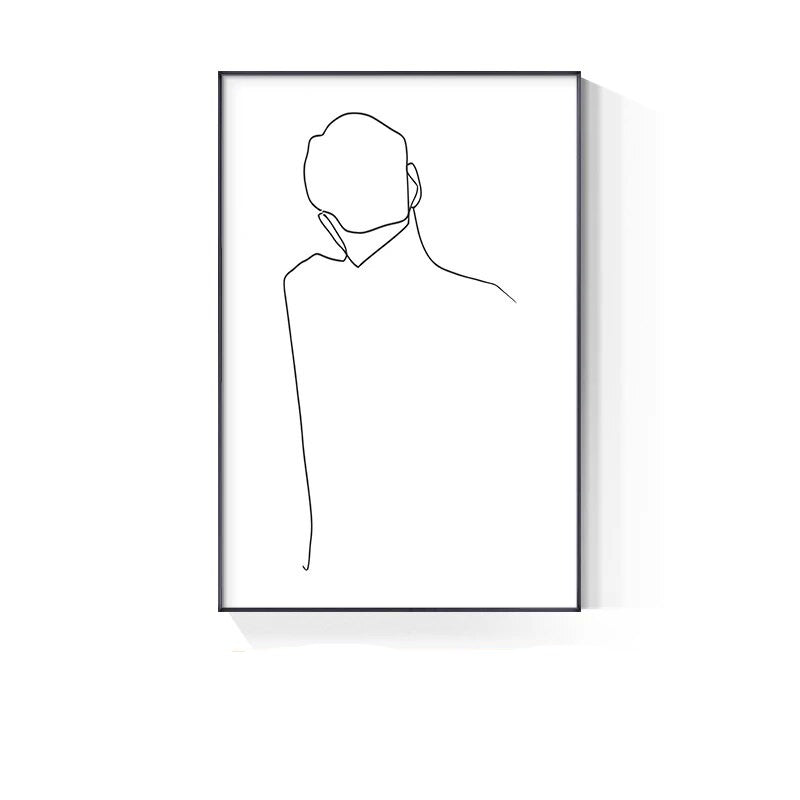Minimalist Line Art Black White Poster Wall Art Fine Art Canvas Prints Simple Lifestyle Pictures For Bedroom Living Room Wall Decoration