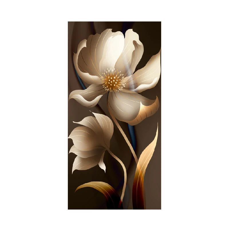 Modern Botanical Tropical Golden Leaves Wall Art Fine Art Canvas Prints Vertical Format Pictures For Living Room Lobby Foyer Reception Room Art Decor