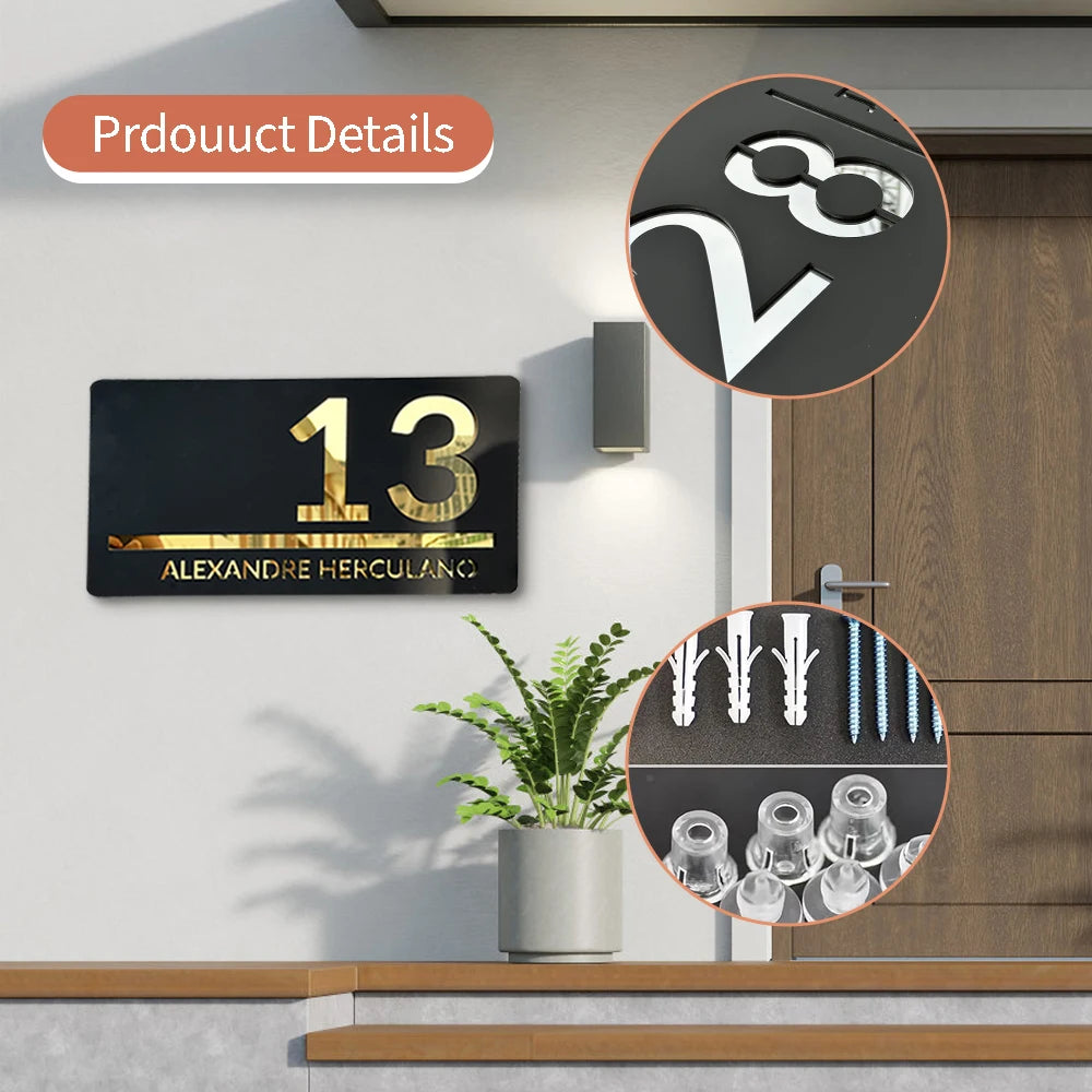 Personalized Acrylic House Number Matt Black Modern House Numbers Sign House Address Plaque Laser Cut 3d Custom Floating Number