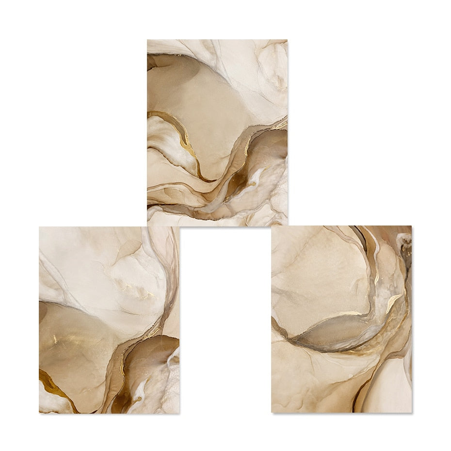 Modern Abstract Black Beige Flowing Liquid Marble Wall Art Posters Fine Art Canvas Prints Pictures For Living Room Bedroom Art Decor