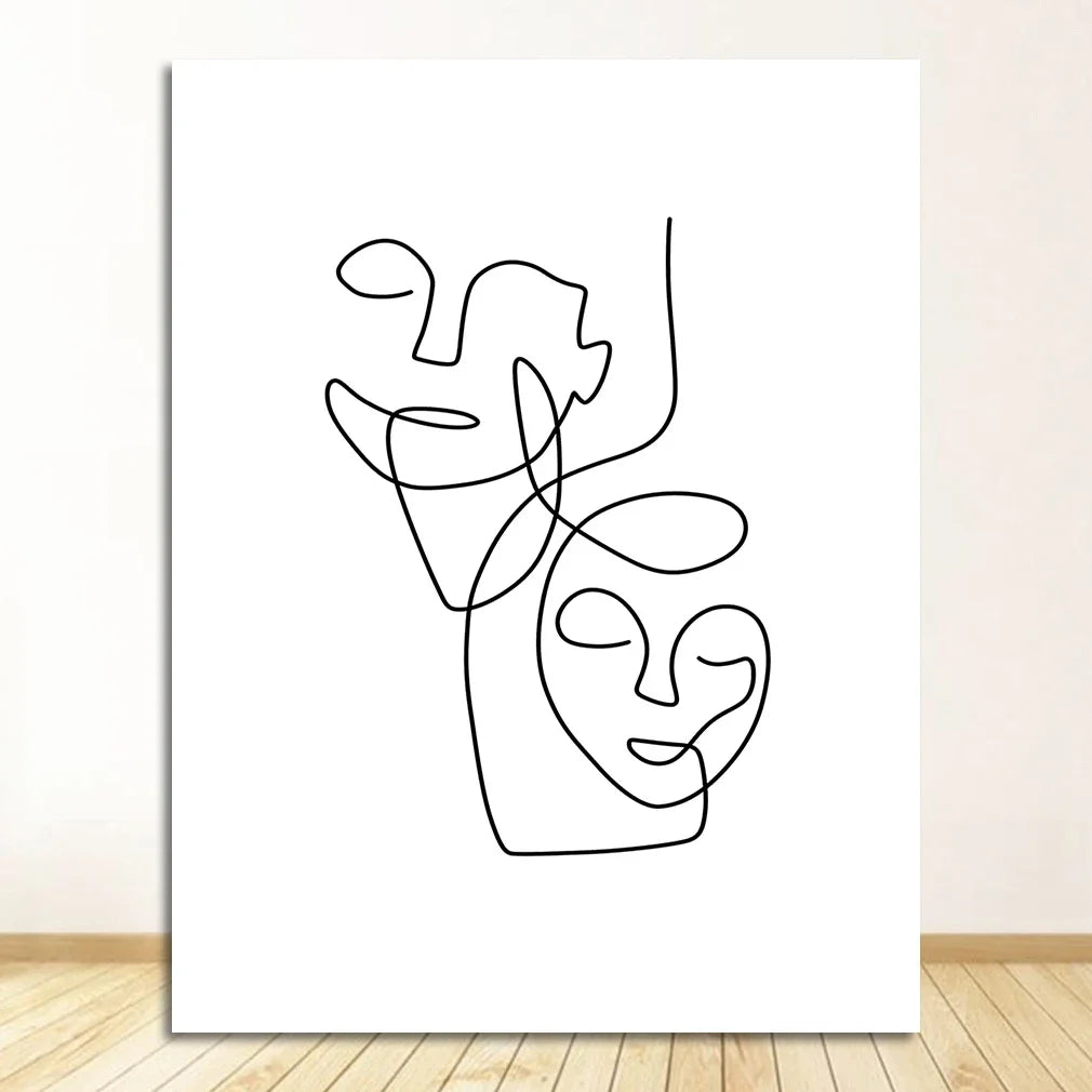 Minimalist Abstract Line Art Figure Art Fine Art Canvas Prints Black White Pictures Posters For Living Room Bedroom Art For Simple Living 2025