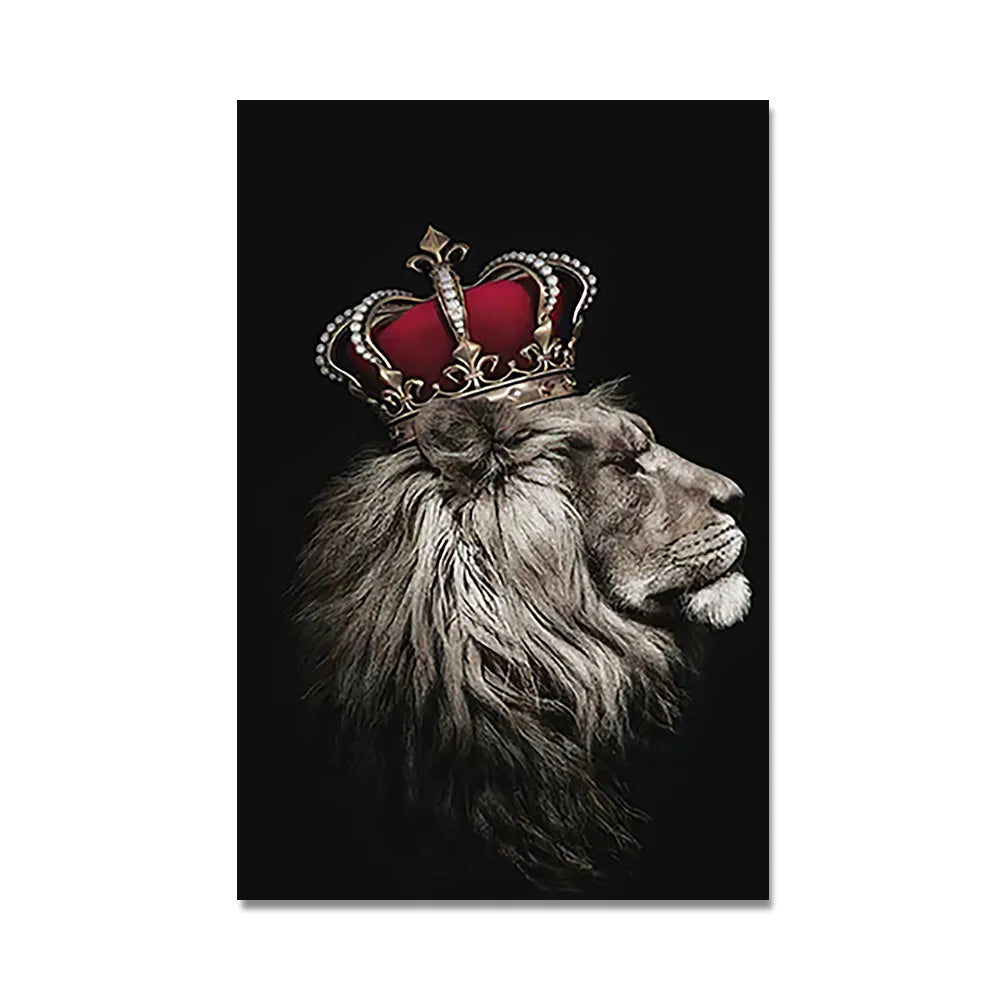 Black White Golden Lion King Queen Wall Art Fine Art Canvas Prints Modern Pictures For Luxury Living Room Bedroom Wall Art Decoration