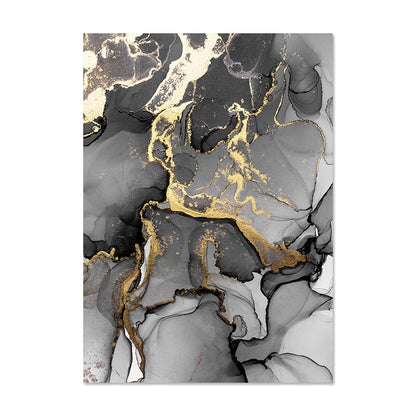 Liquid Golden Gray Marble Print Wall Art Fine Art Canvas Prints Abstract Fashion Pictures For Luxury Living Room Nordic Home Office Art Decor