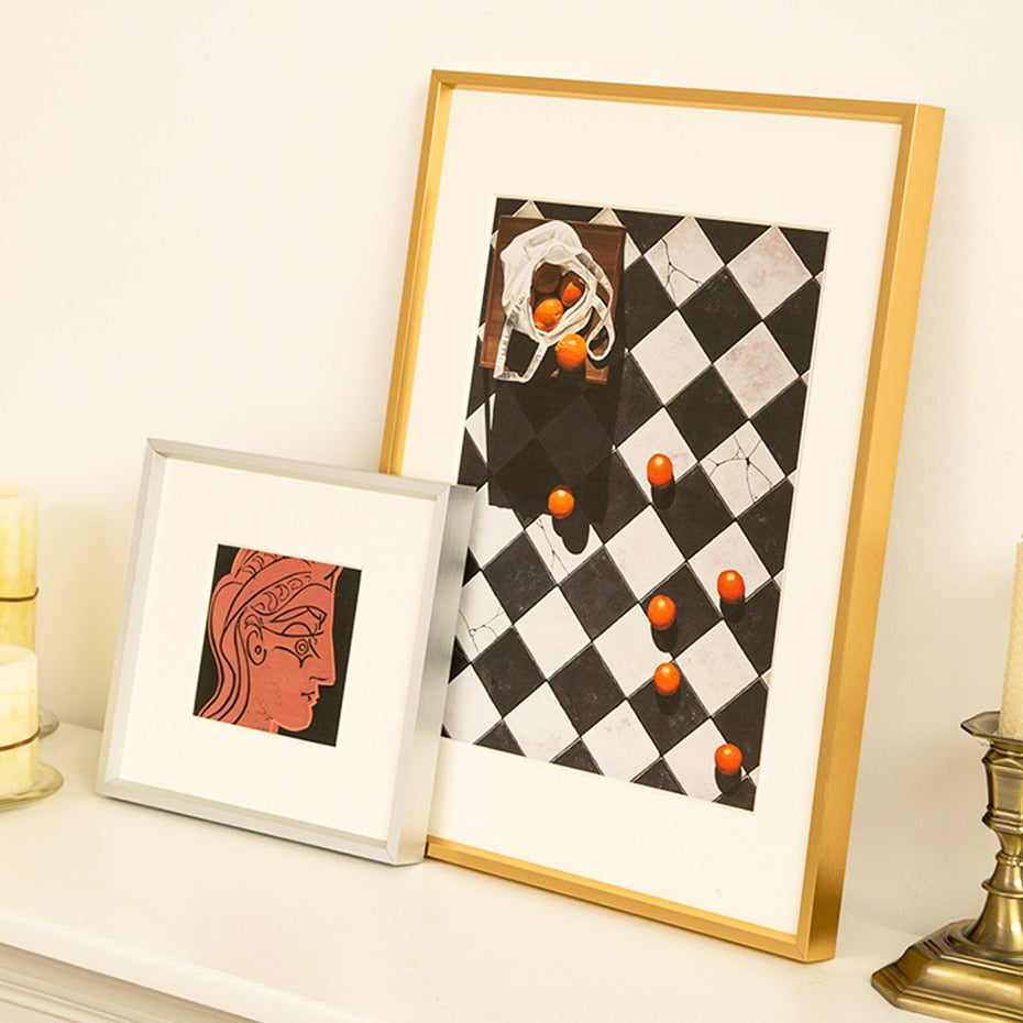 Metal Picture Frame Brushed Black Frosted White Brushed Gold Titanium Silver With Wood Inner Frame Sizes 20x30cm to 50x70cm