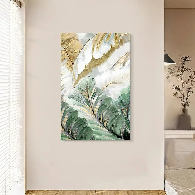 Abstract Green Leaves Modern Botanical Abstract Green Leaves Wall Art Fine Art Canvas Prints Pictures For Living Room Dining Room Art Decor 2025