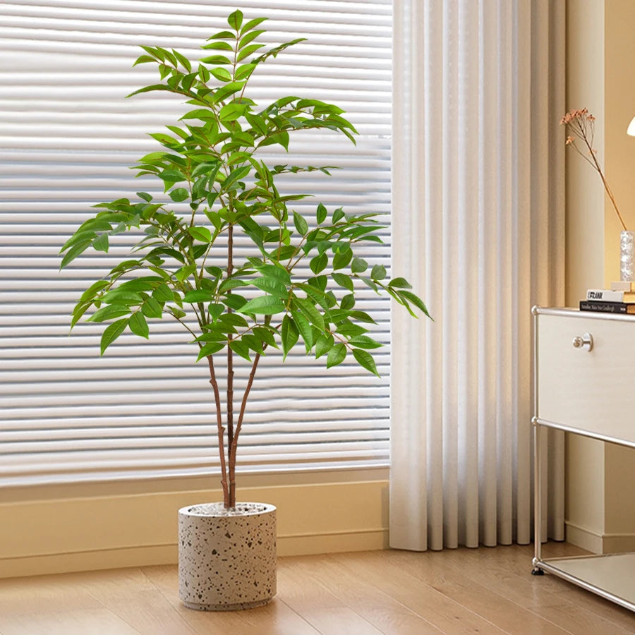 large faux indoor plants Large Artificial Tree Green Leaves Plant For Modern Interior Design Fa