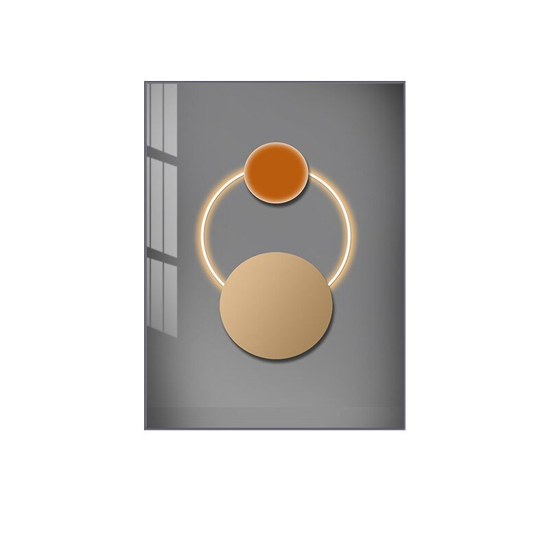 Beige Gray Golden Symmetry Sun Moon Abstract Wall Art Fine Art Canvas Prints Modern Aesthetics Pictures For Home Office Interiors