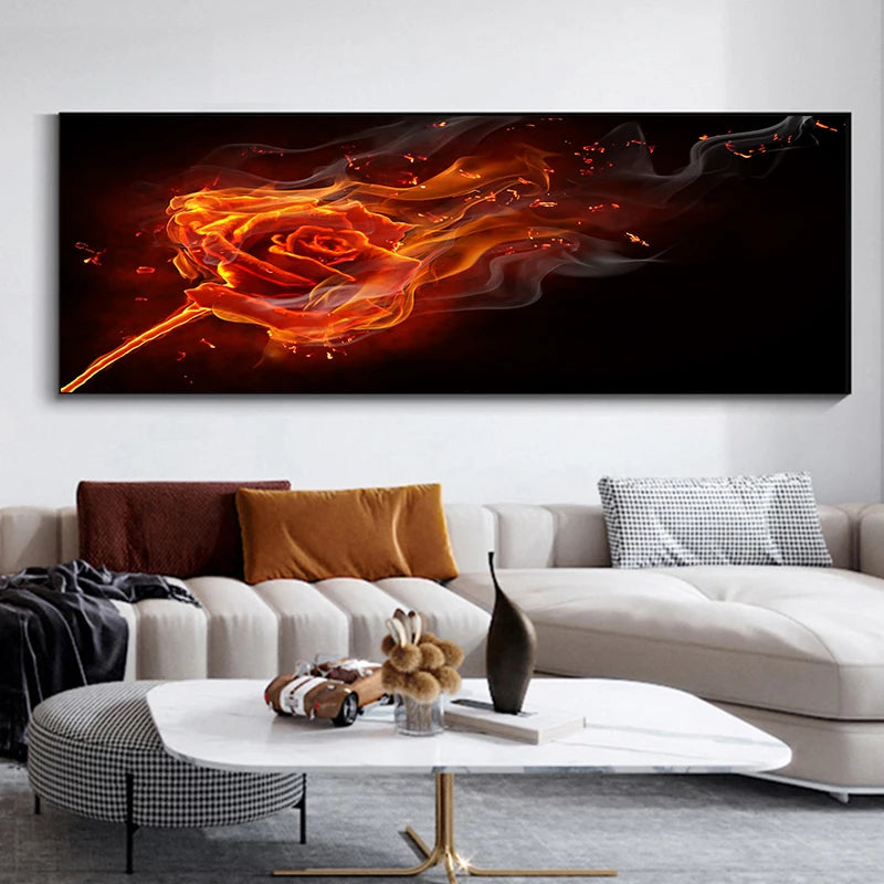 Light Luxury Black Golden Rose Floral Wall Art Fine Art Canvas Prints Wide Format Pictures For Above The Sofa Art For Above The Bed