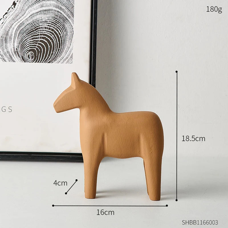 Nordic Wooden Horse Ornaments For Living Room Coffee Table Dining Room Decoration Wood Horse Statuettes For Dining Room Table Simple Scandinavian Home Decor