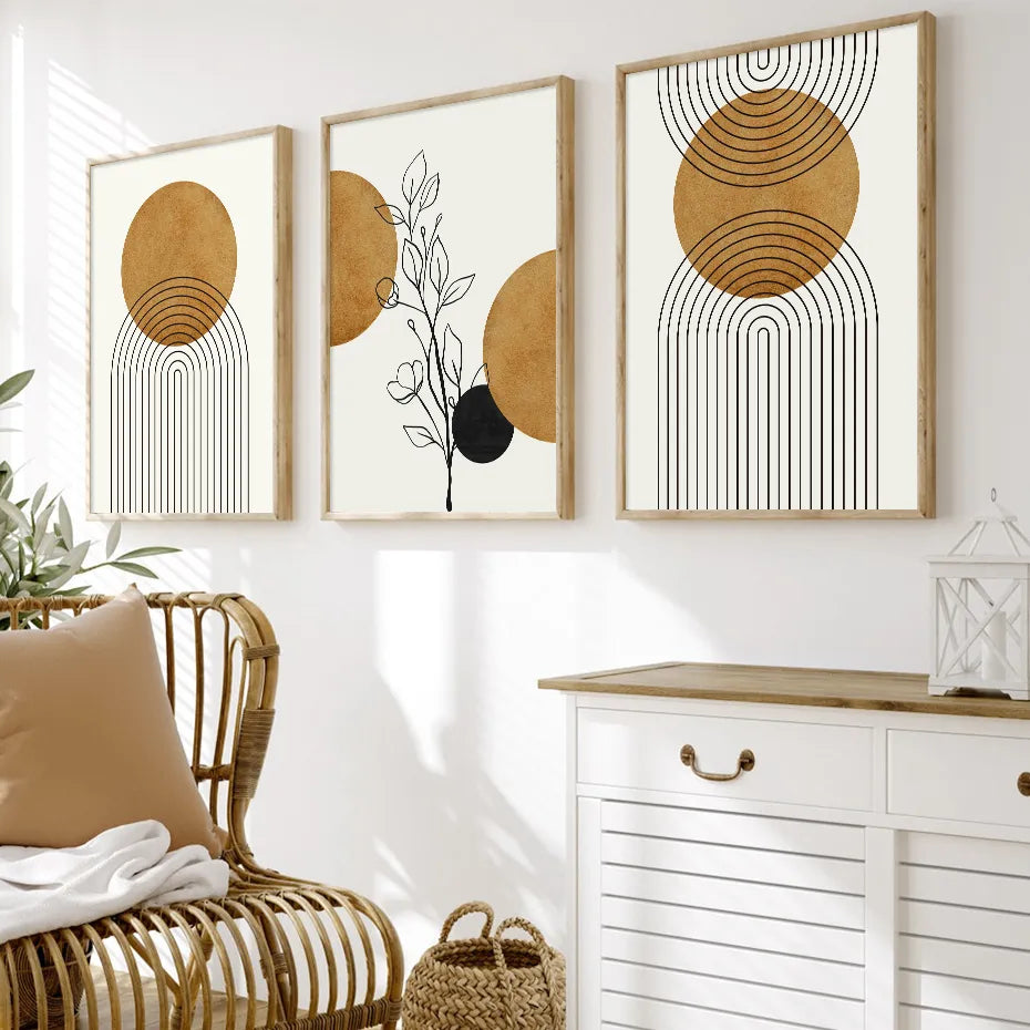 Abstract Geometric Botanical Line Art Fine Art Canvas Prints Wall Art Modern Minimalist Pictures For Living Room Dining Room Wall Decor