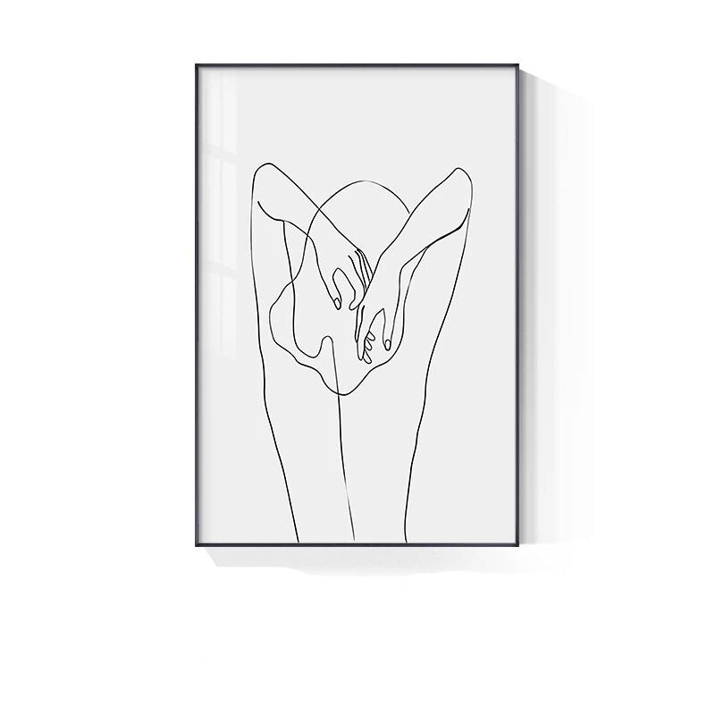 Minimalist Line Art Black White Poster Wall Art Fine Art Canvas Prints Simple Lifestyle Pictures For Bedroom Living Room Wall Decoration