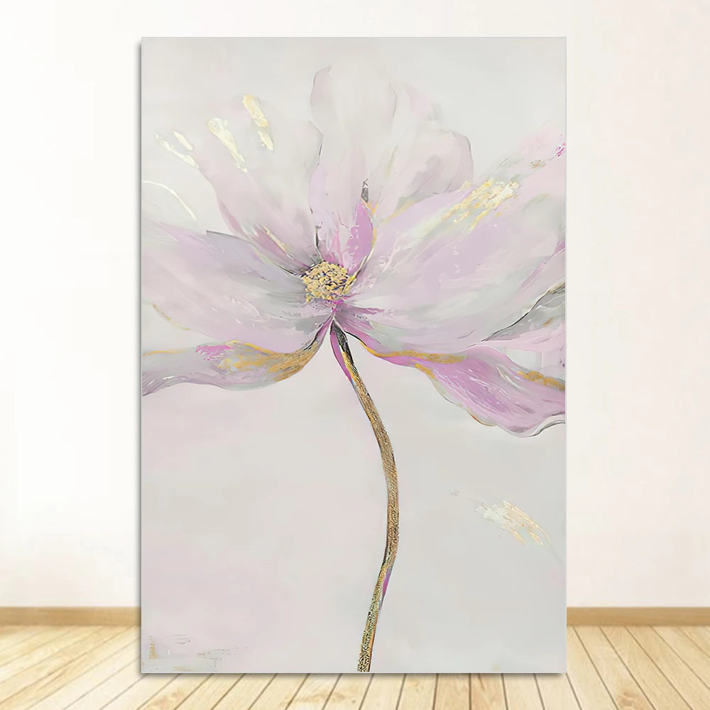 Simple Blue Floral Wall Art Fine Art Canvas Prints Modern Abstract Botanical Pictures For Living Room Bedroom Contemporary Home Decor