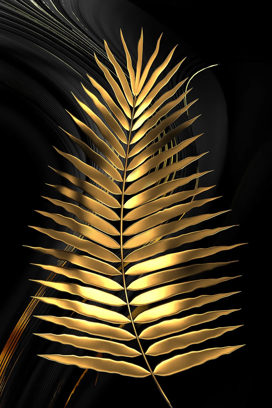 * Featured Sale * Exotic Tropical Botanical Black Golden Leaves Wall Art Fine Art Canvas Prints Pictures For Luxury Living Room Bedroom Boutique Hotel Decor