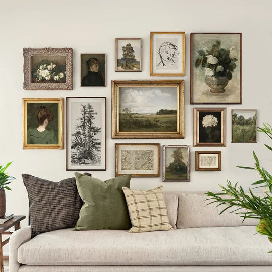 * Featured Sale * Vintage Vogue Gallery Wall Art Landscapes Portrait Floral Abstract Portrait Sketch Fine Art Canvas Prints Pictures For Living Room