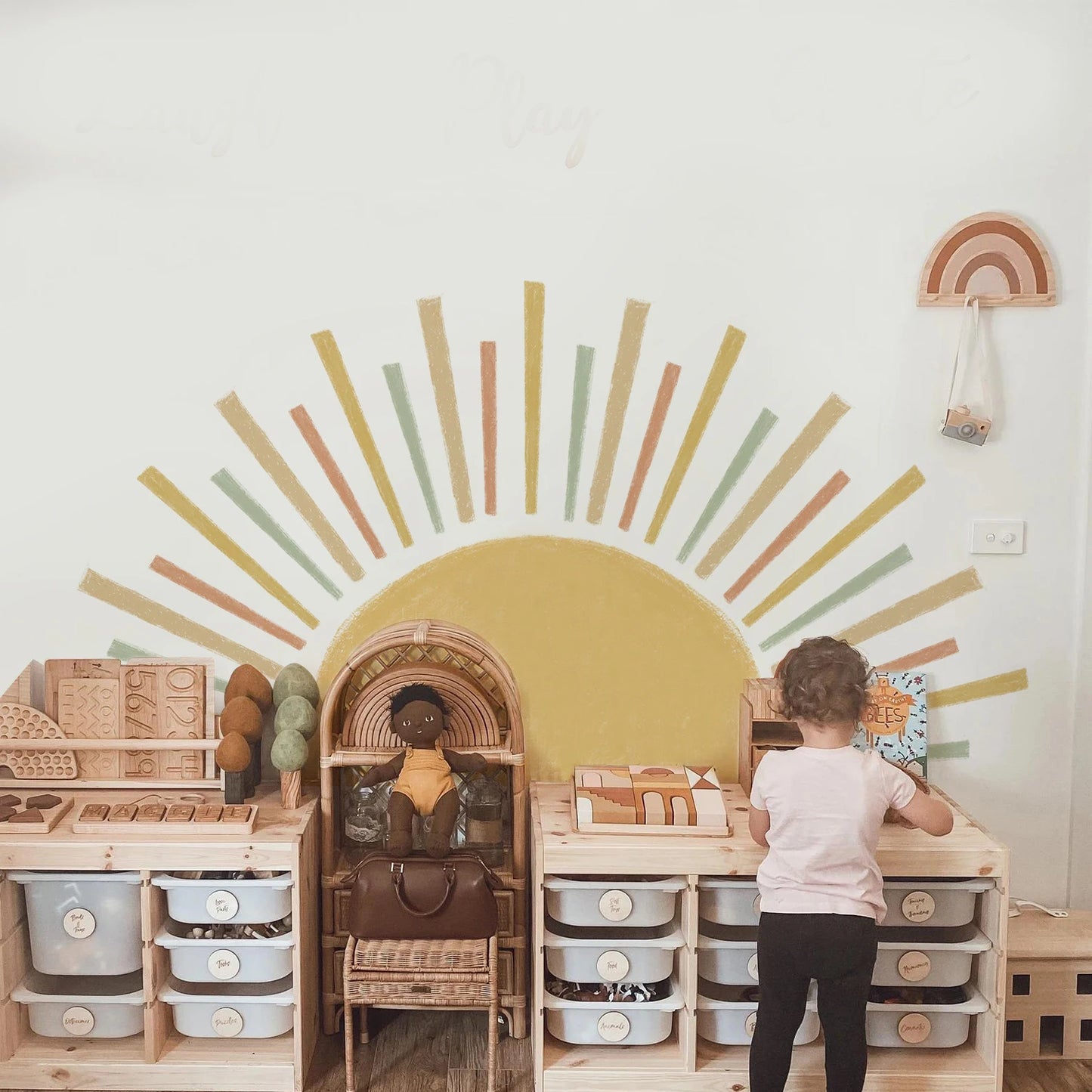Big Sun Wall Sticker For Children's Room Removable Vinyl Wall Decal For Kid's Playroom Creative Colorful Nordic Nursery DIY Home Decor