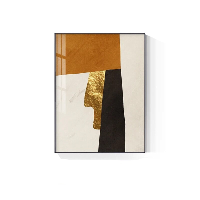 Modern Abstract Solid Color Wall Art Golden Black Orange Fine Art Canvas Prints Nordic Pictures For Living Room Home Office Hotel Decor