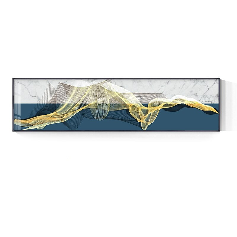 Flowing Lines Abstract Geometric Wide Format Wall Art Fine Art Canvas Print For Living Room Bedroom Picture For Above The Bed