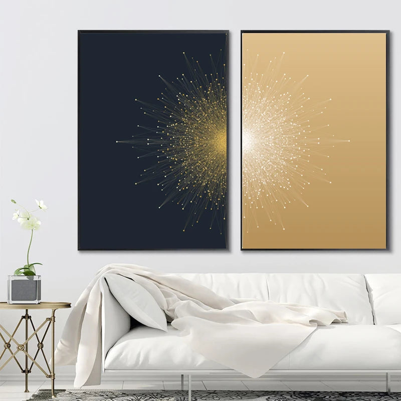 Contrasting Color Abstract Particle Geometry Wall Art Fine Art Canvas Prints Pictures For Living Room Bedroom Home Office Decor