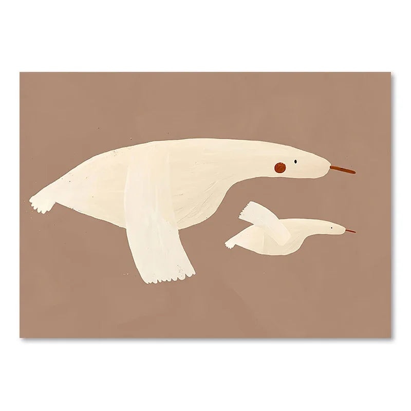 Cute Baby Animals Nursery Wall Art Illustrations Fine Art Canvas Prints Geese Mouse Lion Polar Bear Poster Pictures For Baby's Room Wall Decor